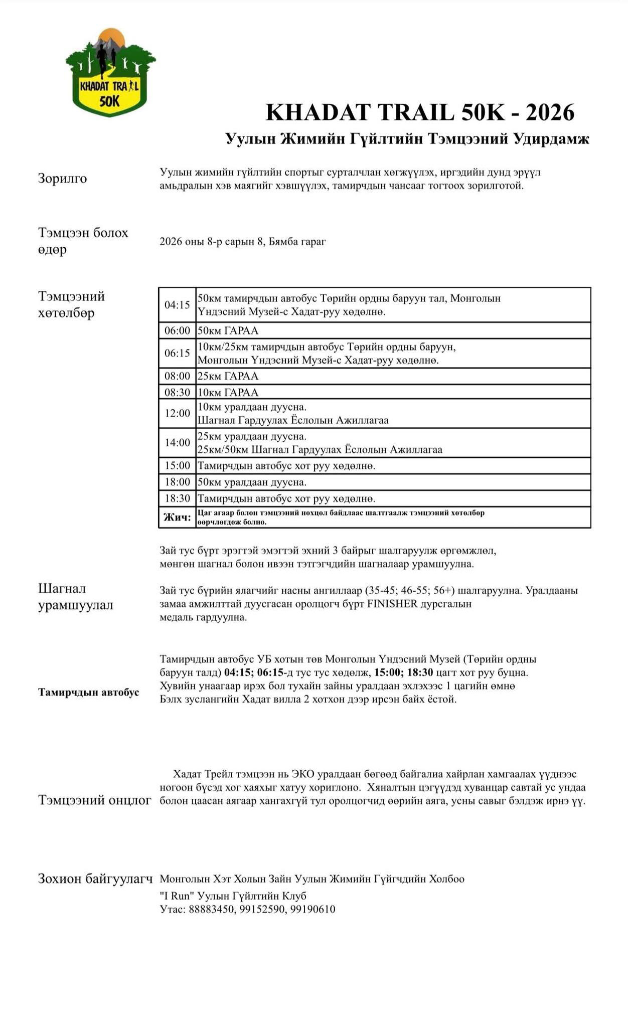 Race Instructions